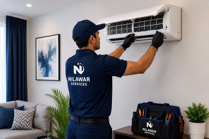 Nilawar Services technician installing air conditioner